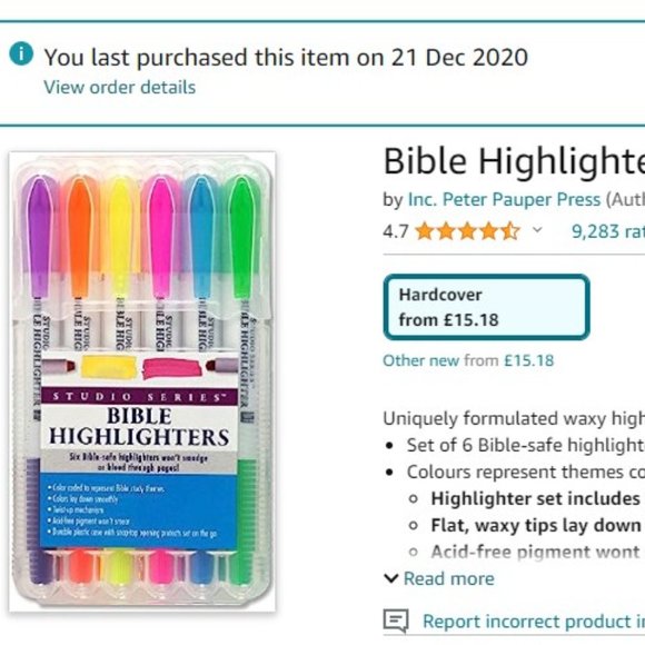 *SOLD* Bible Highlighters, flip & stand Hard Plastic Case, Acidfree Non Smudging - Picture 2 of 6